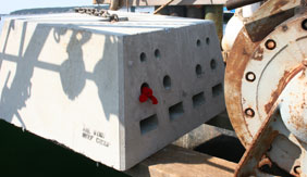 Habitat Mooring System ready for deployment aboard the Alvah B.
