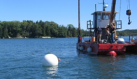 A secure mooring is now ready for a vessel to tie up.